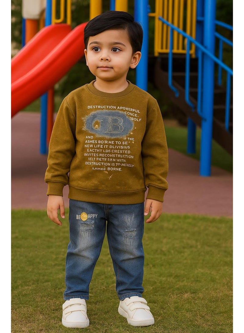 MINIIMODZ Minii Modz Denim Pant & Full Sleeve Shirt Top Set for Boys | Ethnic Inspired Clothes | Pant Top Set for Boy | Best Gift for Diwali & Festivals - Image 5